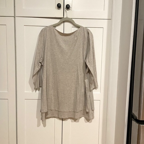 J.Jill purejill Boatneck Cotton and Modal Rayon Tunic Tan Color Size Large - Picture 3 of 3